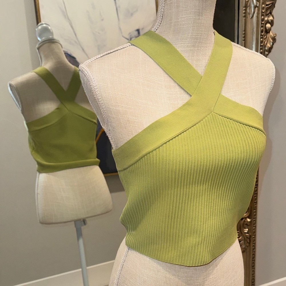 Sincerely Jules Vibrant Green Cross-Strap Crop Top